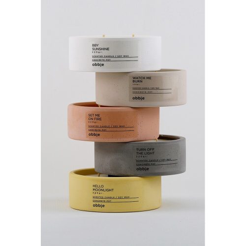 Sandalwood Concrete Candle, White, 12 cm Diameter | 100% Paraffin/Soya, Elegant Design