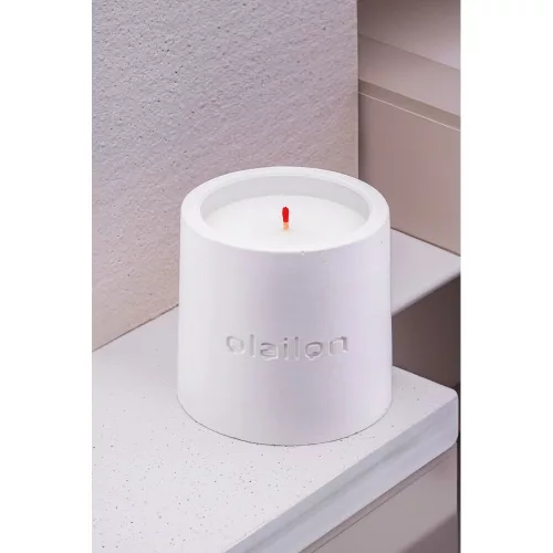 Elegant White Concrete Candle, Vanilla/Rose Essence, 8cm