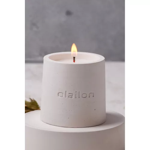 Elegant White Concrete Candle, Vanilla/Rose Essence, 8cm