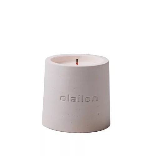 Elegant White Concrete Candle, Vanilla/Rose Essence, 8cm