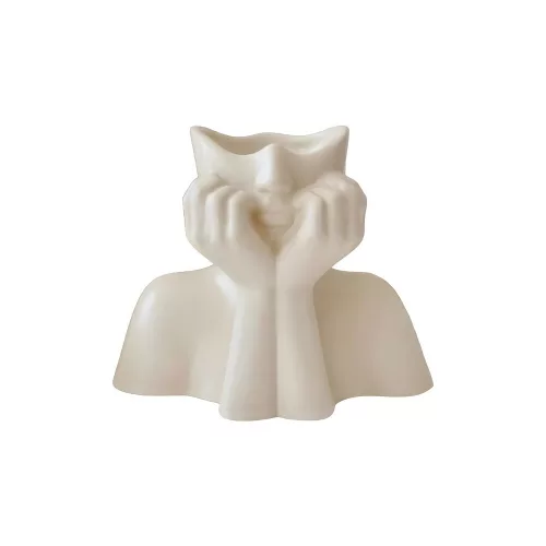 Elegant Cream Ceramic Vase, 19 x 11 x 16 cm | 100% Ceramic