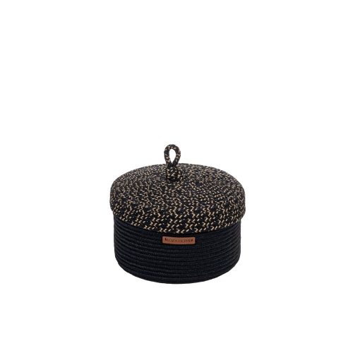 Handmade Black Decorative Box, 25x15 cm, 100% Cotton