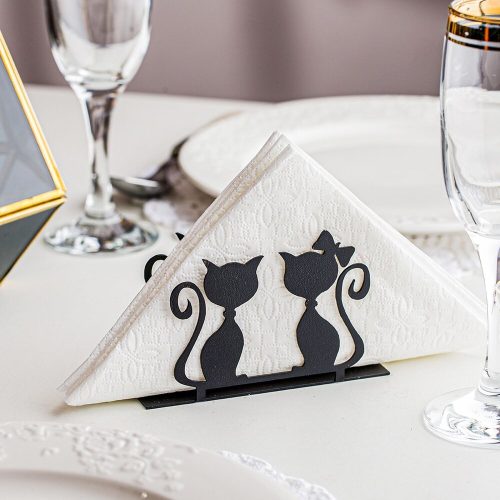 Elegant Black Metal Napkin Holder, 12x4x8 cm, 100% Metal