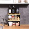 Stylish Black Kitchen Organizer, Metal & Pine Wood, 30x14x13.5