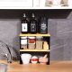 Stylish Black Kitchen Organizer, Metal & Pine Wood, 30x14x13.5