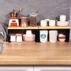 Stylish Black Kitchen Organizer, Metal & Pine Wood, 30x14x13.5