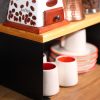Stylish Black Kitchen Organizer, Metal & Pine Wood, 30x14x13.5