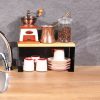 Stylish Black Kitchen Organizer, Metal & Pine Wood, 30x14x13.5