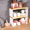 White Kitchen Organizer, Metal & Pine Wood, 30x14x13.5 cm