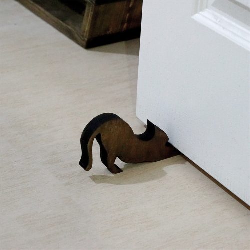 Wooden Doorstop (2 Pieces), Bronze, 16 x 2 x 8 cm | Laser Cut Design, Durable & Stylish for Home Use