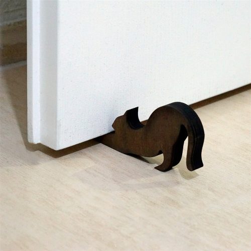 Wooden Doorstop (2 Pieces), Bronze, 16 x 2 x 8 cm | Laser Cut Design, Durable & Stylish for Home Use