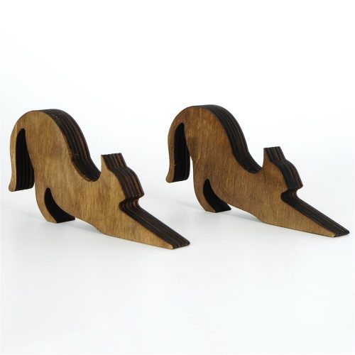 Wooden Doorstop (2 Pieces), Bronze, 16 x 2 x 8 cm | Laser Cut Design, Durable & Stylish for Home Use