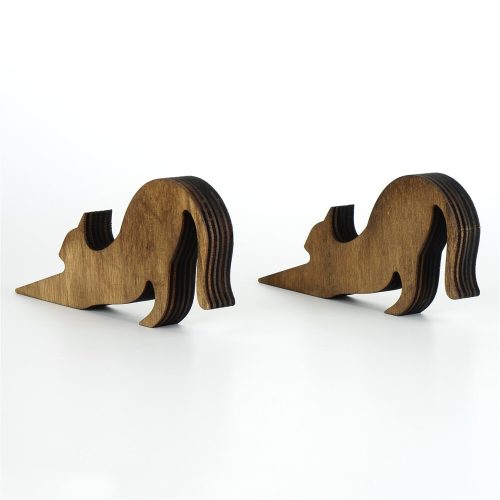 Wooden Doorstop (2 Pieces), Bronze, 16 x 2 x 8 cm | Laser Cut Design, Durable & Stylish for Home Use