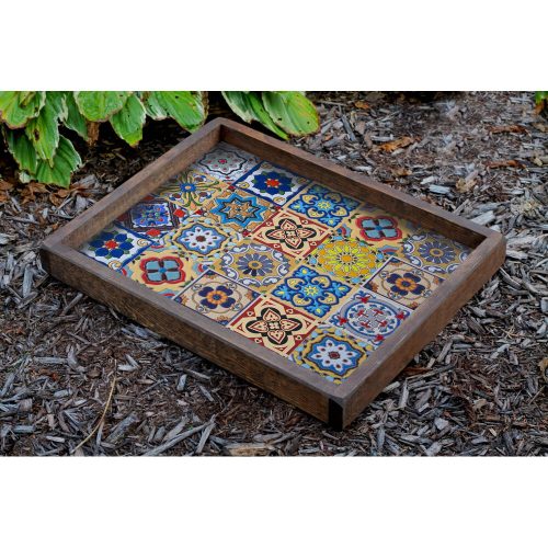 Hand-Painted Wooden Tray, 40 x 50 x 6 cm | Durable & Stylish