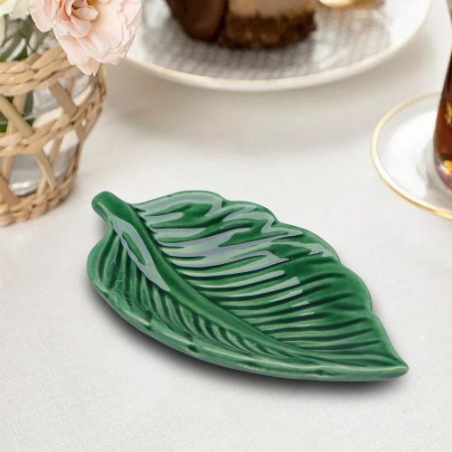 Elegant Green Ceramic Food Presentation Plate, 13 cm