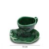 Elegant Green Ceramic Mug Set (2 Pieces) with Saucer
