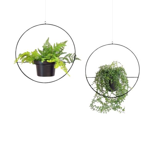 Black Metal Jardiniere Set (2 Pieces), 25x25 & 30x30 cm