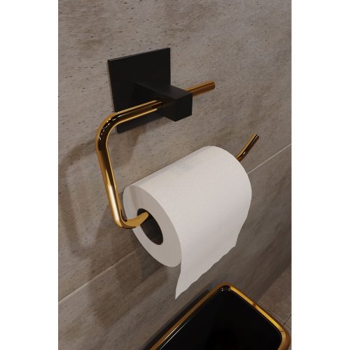 Elegant Gold Metal Toilet Paper Holder, 8x5x16 cm | 100% Metal Design for Modern Bathrooms