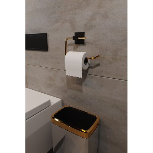 Elegant Gold Metal Toilet Paper Holder, 8x5x16 cm | 100% Metal Design for Modern Bathrooms