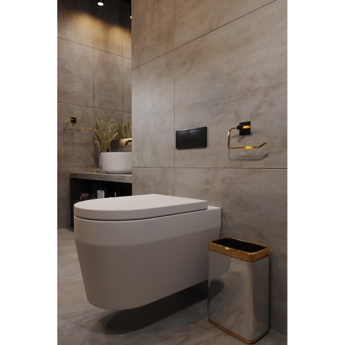 Elegant Gold Metal Toilet Paper Holder, 8x5x16 cm | 100% Metal Design for Modern Bathrooms