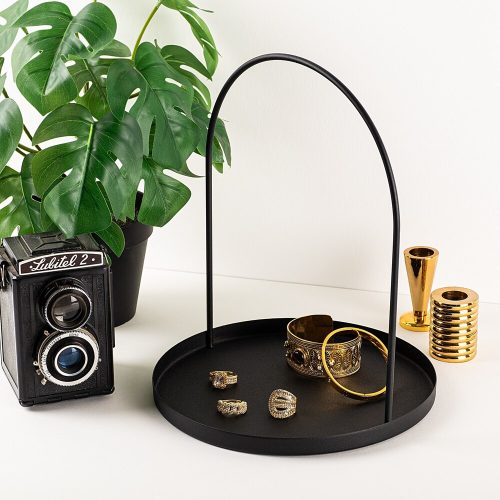 Elegant Black Metal Decorative Accessory, 22.5 cm Dia