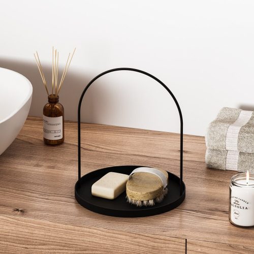 Elegant Black Metal Decorative Accessory, 22.5 cm Dia