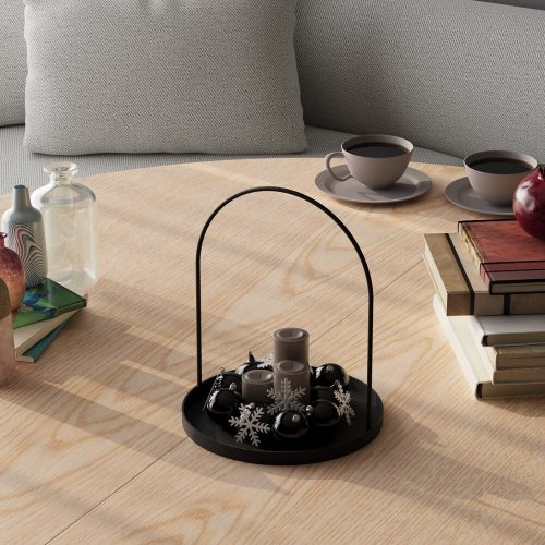 Elegant Black Metal Decorative Accessory, 22.5 cm Dia