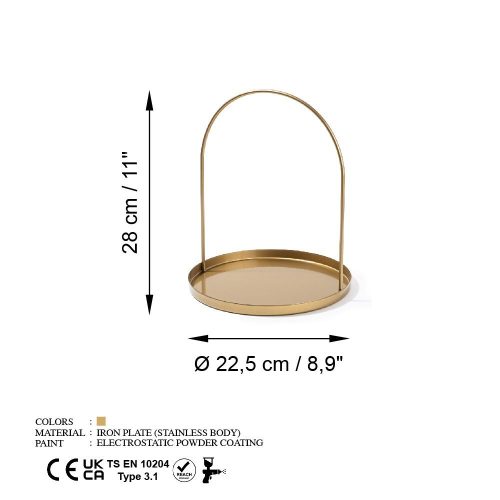 Elegant Gold Decorative Metal Accessory, 22.5 cm Diameter