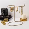 Gold Metal Jewelry Stand Organizer, 21x25x14 cm | Elegant Design