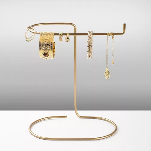 Gold Metal Jewelry Stand Organizer, 21x25x14 cm | Elegant Design