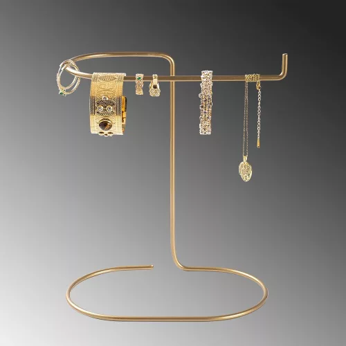 Gold Metal Jewelry Stand Organizer, 21x25x14 cm | Elegant Design