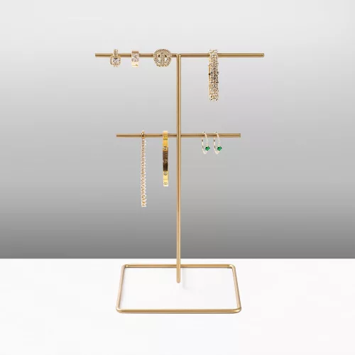 Elegant Gold Metal Jewelry Stand Organizer, 15cm x 30cm