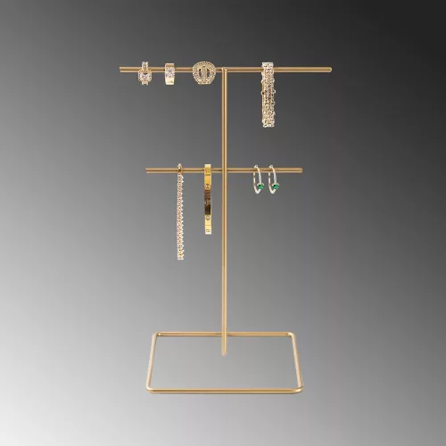 Elegant Gold Metal Jewelry Stand Organizer, 15cm x 30cm