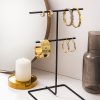 Elegant Black Metal Jewelry Stand Organizer, 15cm Dia