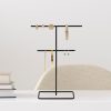 Elegant Black Metal Jewelry Stand Organizer, 15cm Dia