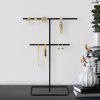 Elegant Black Metal Jewelry Stand Organizer, 15cm Dia