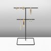 Elegant Black Metal Jewelry Stand Organizer, 15cm Dia