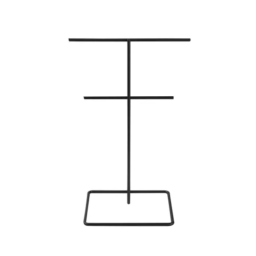 Elegant Black Metal Jewelry Stand Organizer, 15cm Dia