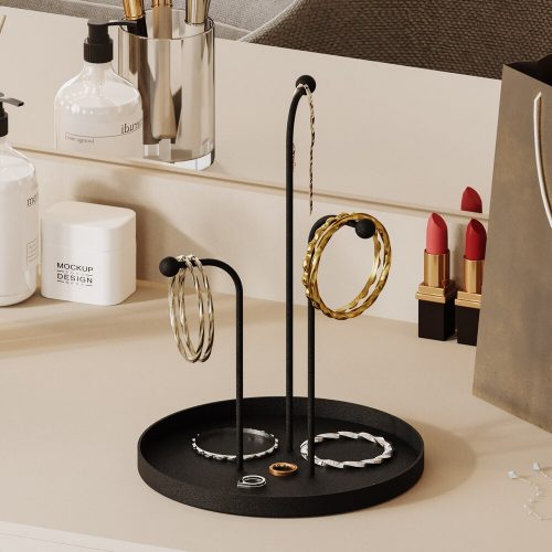 Elegant Black Metal Decorative Accessory, 20.5 cm Dia