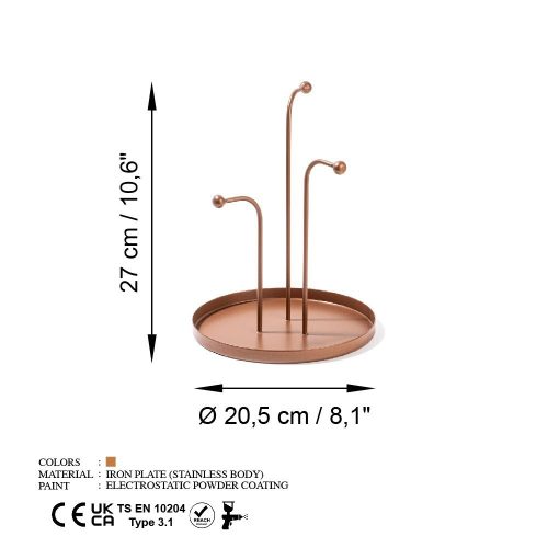 Decorative Copper Metal Accessory, 20.5 cm Diameter