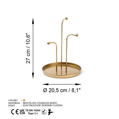 Elegant Gold Decorative Metal Accessory, 20.5 cm Diameter