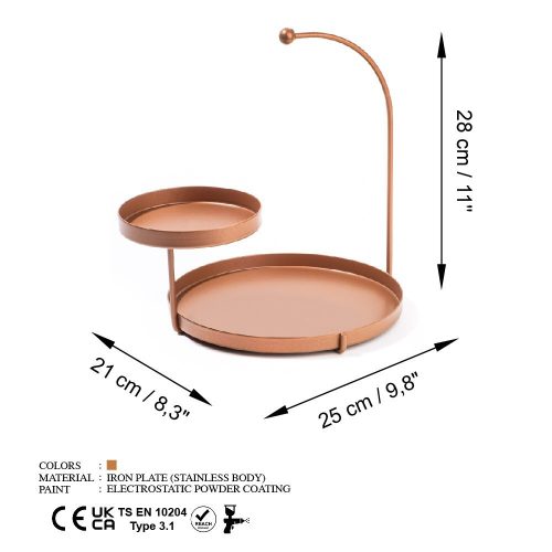 Decorative Copper Metal Accessory, 25x28x21 cm, 100% Metal