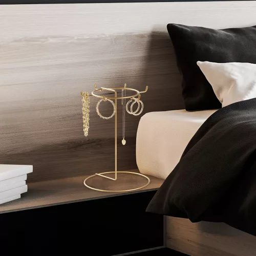 Elegant Gold Metal Jewelry Stand Organizer, 22 cm Dia