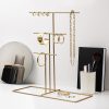 Elegant Gold Metal Jewelry Stand Organizer, 40x41x15 cm