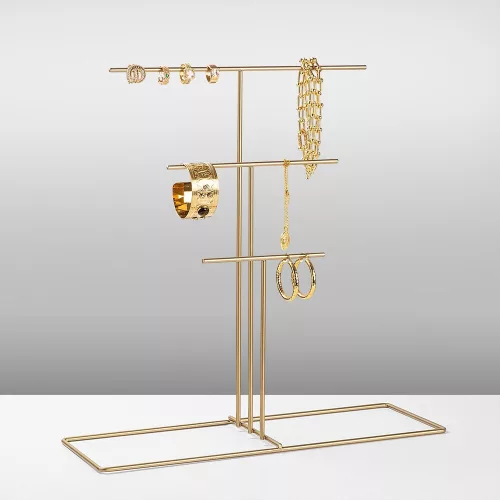 Elegant Gold Metal Jewelry Stand Organizer, 40x41x15 cm