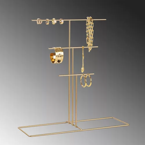 Elegant Gold Metal Jewelry Stand Organizer, 40x41x15 cm