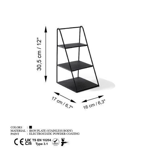 Elegant Black Decorative Metal Accessory, 16x30.5x17 cm