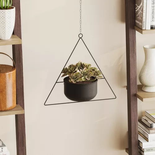 Black Metal Decorative Pot, 35x40x17 cm, 5 kg Capacity