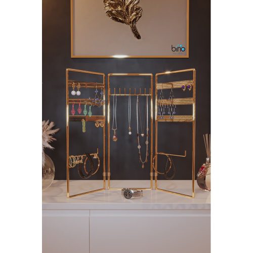 Elegant Gold Metal Jewelry Stand Organizer, 40x4x45 cm