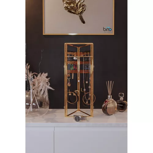 Elegant Gold Metal Jewelry Stand Organizer, 40x4x45 cm